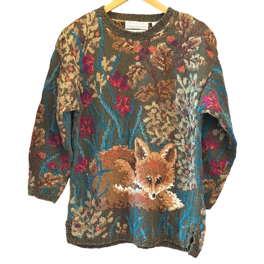 Vintage Portraits Northern Isles Fox Sweater Cottagecore Woodland Gorpcore Cozy